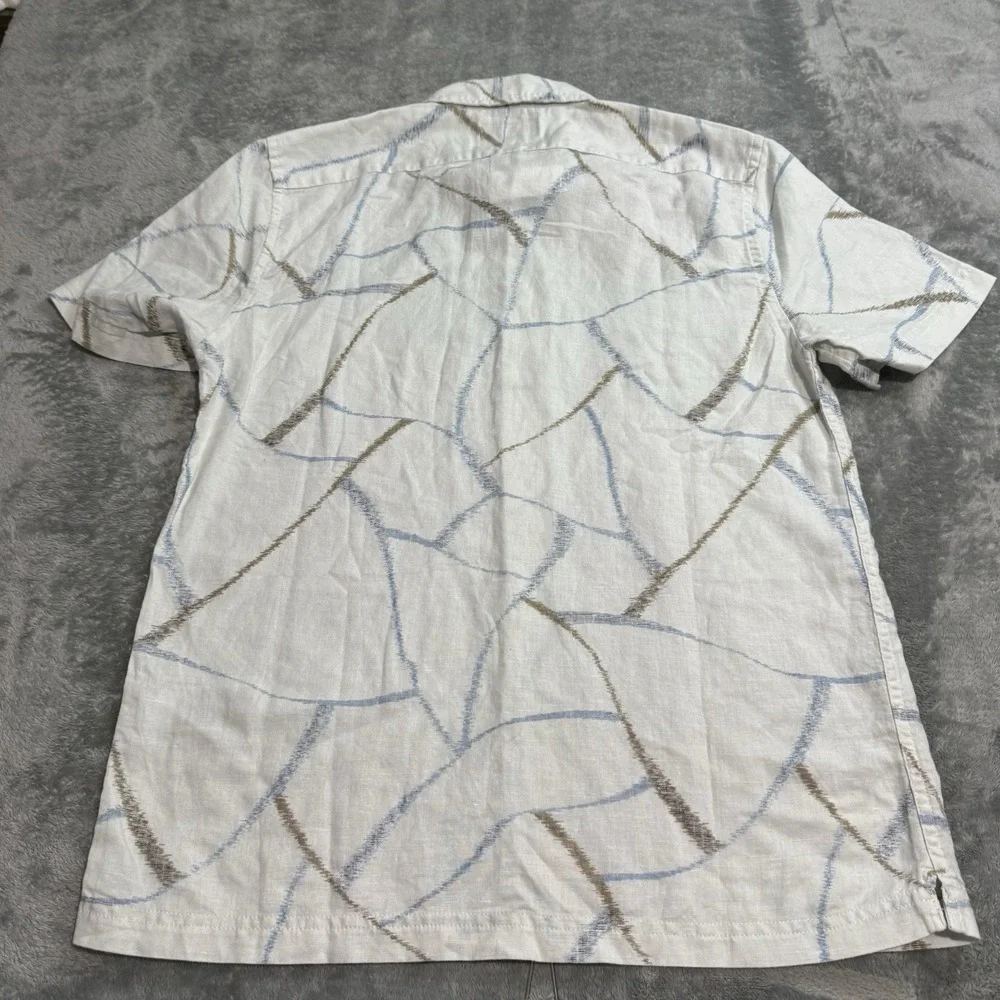 Banana Republic NWT Geometric Art Linen Blend Slim Fit Button Shirt Mens S Beach